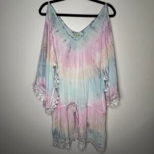 Lani Lau Women's multicolored tye-dye beach vacation goddess cover-up dress